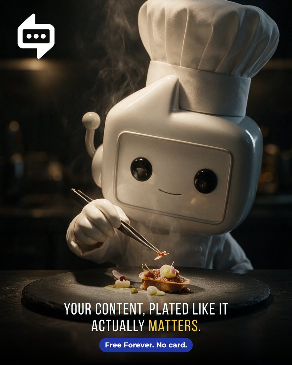 SocialPostAI's tweet photo. Your content, plated like it actually matters.

Free forever. No card. https://t.co/C8r6vYzrjL