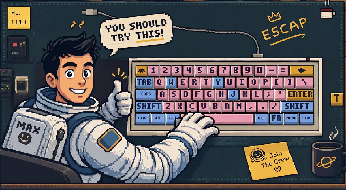 TahaMax78041665's tweet photo. Max discovered the ESCCAP way ⌨️🚀
Type. Escape. Repeat.
Welcome to the keyboard rabbit hole 👀
Don’t wait. Apply now.
https://t.co/fQlJQE3lMo
#EscCap @esccapHQ https://t.co/U3eMB5Tqxa