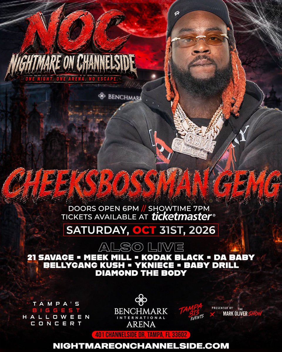 CheeksBossman's tweet photo. October 31st come watch me perform at the benchmark in Tampa Florida!! Wish I could give everybody tickets but I can’t.. Go get tickets at Ticketmaster and come support me!! Love ❤️ https://t.co/7vXJEATsgJ