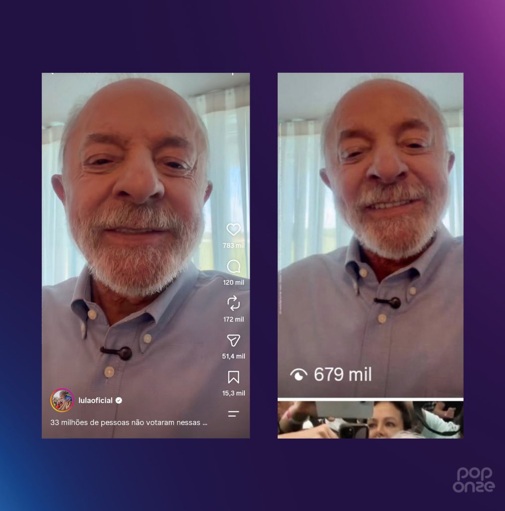 poponze's tweet photo. GENTE? Meta estaria reduzindo a entrega de vídeos de Lula no Instagram.

Uma das publicações feitas pelo presidente nesta quarta-feira aparece com mais curtidas do que visualizações, um comportamento incomum na plataforma. https://t.co/gFtQV0S8GV