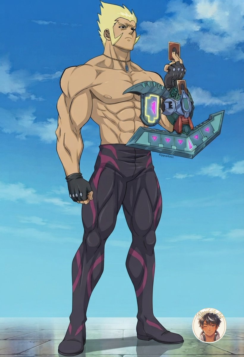jp89082372's tweet photo. Rafael tiene sus cartas listas, con una estrategia para vencerte ✨️👀 y tú ¿te dejarías ganar? 😏🔥

#RippedAIArt #YuGiOh #HusbandosAnime #MusculoArt #BaraArt https://t.co/guVJcjuLoY