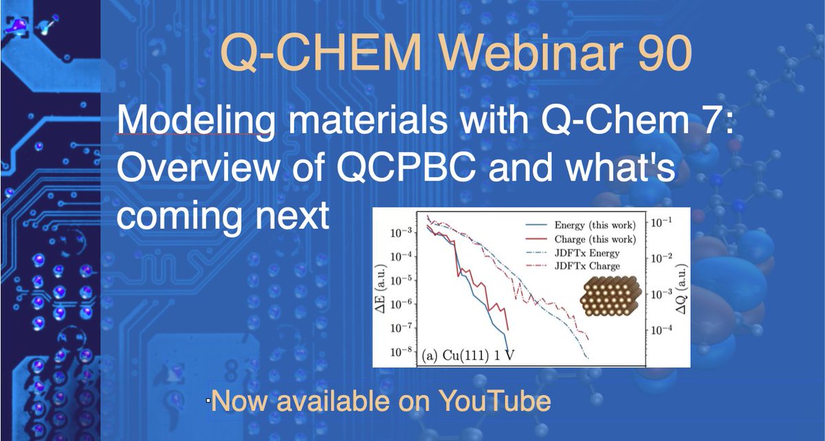QChemSoftware's tweet photo. Learn more about Q-Chem's periodic boundary conditions code  by watching Joonho Lee's recent webinar about QCPBC, now available on YouTube: https://t.co/sfExZO2AHm https://t.co/uRczehC7HK