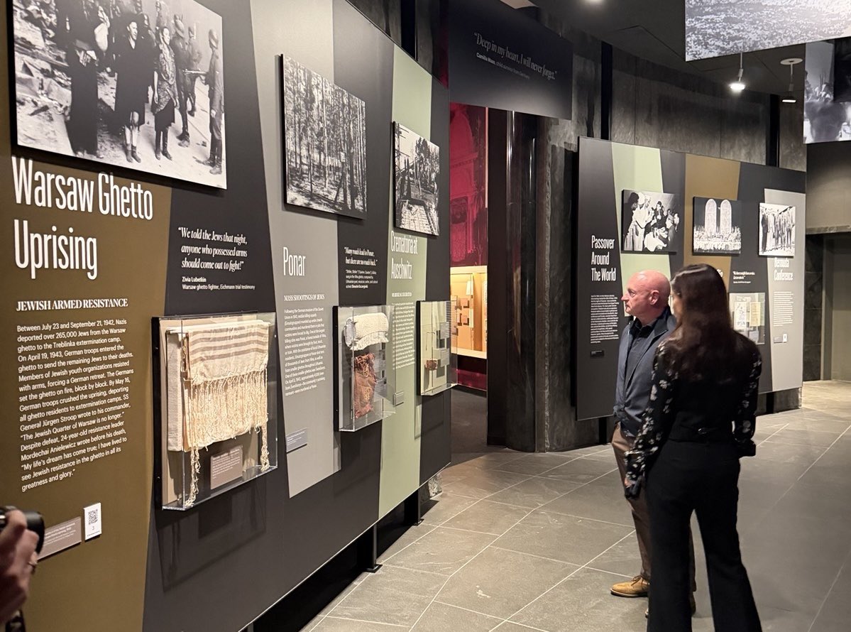 SenMarkKelly's tweet photo. My visit to the Museum of Jewish Heritage today was powerful. Three years since the horrific Hamas terrorist attack on Israel, I left thinking about the long history of antisemitism but also the resilience of the Jewish community in America and across the world. https://t.co/fne9kck7DY