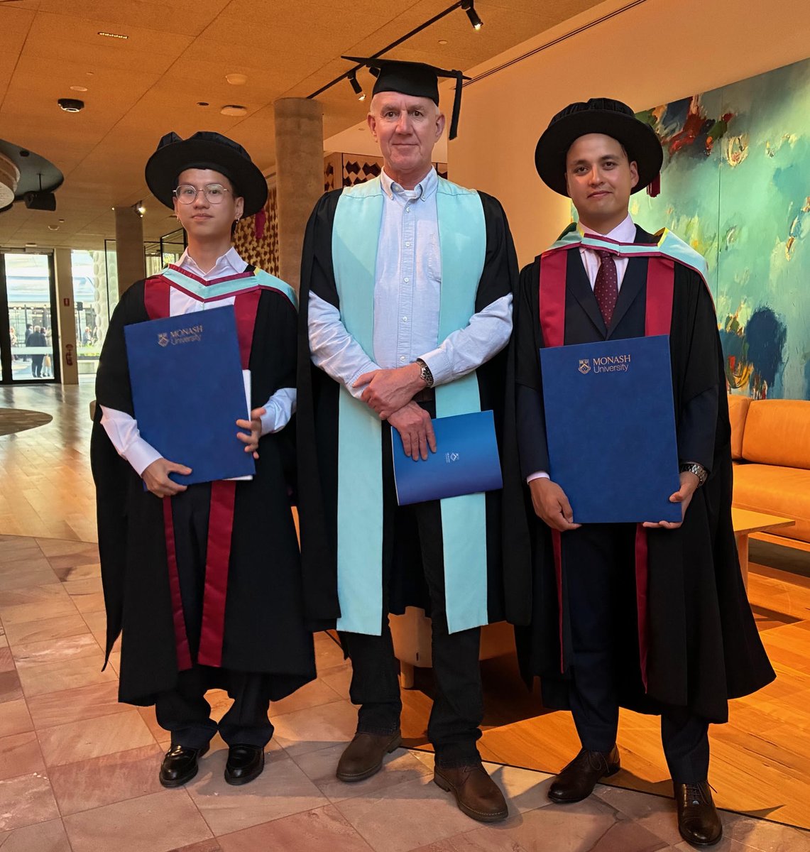 Jones_Research's tweet photo. Very proud to send off two of the crew today,
Dat and Jeremy, onto bigger and better things...despite the silly hats. Big futures ahead for both. #ozchem https://t.co/rBD8eKY86L