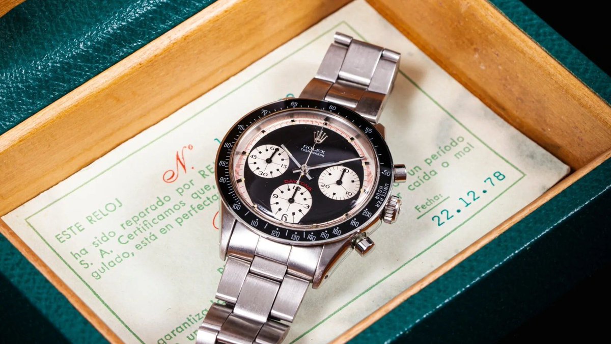 TheWatchology's tweet photo. Sotheby’s Paris Fine Watches: 108 lots, 100% sold, €3.46M session total — a record for the house’s Paris programme. The Paul Newman Daytona (1967) and a 1979 Ref. 6263 each cleared €192,000. Full results:

https://t.co/irPBo6fl4d

#WatchAuction #Sothebys https://t.co/64y38hVUk2