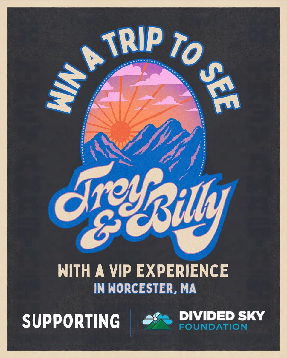 treyanastasio's tweet photo. Trey and Billy Strings are joining forces for two special shows benefiting @DividedSkyFdn Nov 20–21 in Worcester, MA. Donate for a chance to win a one-of-a-kind package. All donations + proceeds from the concerts benefit @DividedSkyFdn.

Donate + Info → https://t.co/rNP5fF10DX https://t.co/L6gZ5Wmvs2