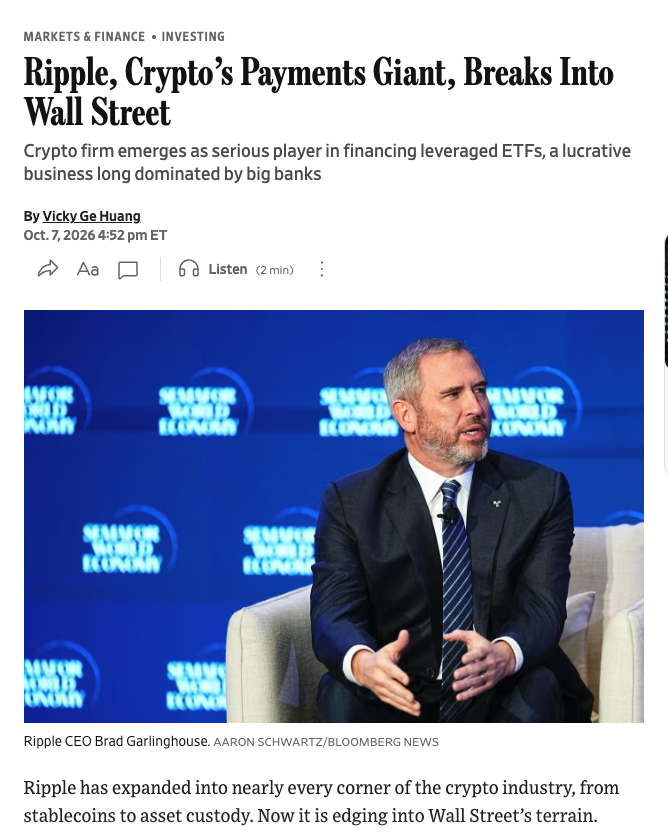 Xfinancebull's tweet photo. JUST IN 🚨 WSJ says Ripple is becoming a serious competitor to Wall Street banks. 

This is way bigger than another crypto headline.

Ripple is moving deeper into the financial system.

Are people still underestimating Ripple and $XRP? https://t.co/TNCcSwCHtD