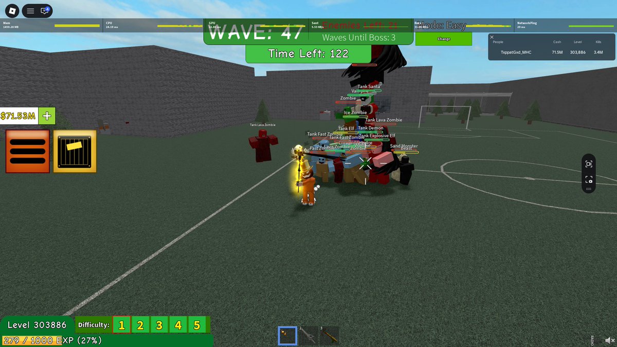 TxppatGxd's tweet photo. Prison in Solo using Halloween Staff! (Wave 82 Solo Record)

#roblox #robloxgame #robloxsurvivalgames #robloxzombieattack #zombieattackroblox #zombiesurvival #survivalgames #zombiegames #robloxzombie https://t.co/xE15KQXUqP