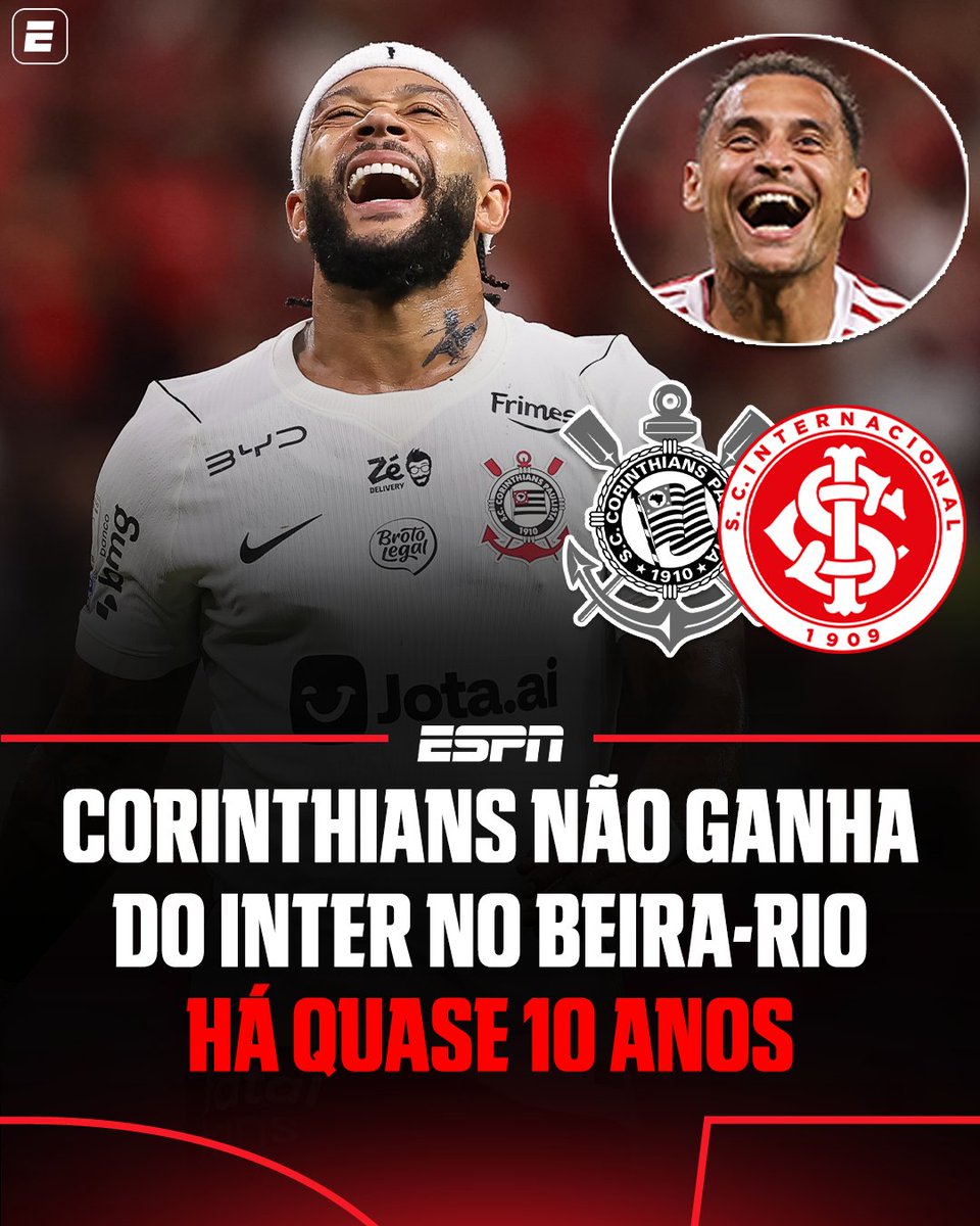 SportsCenterBR's tweet photo. DESDE 2016! 😳😳 Nesta noite, o Corinthians somou mais uma derrota em 10 anos sem vencer o Internacional no Beira-rio. No período, foram 7 empates e 3 vitórias do Colorado em 10 jogos. A última foi no dia 21/11/2016.

#FutebolNaESPN https://t.co/fAP4S0fNMd