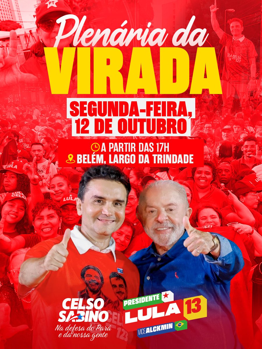 celsosabinoofc's tweet photo. BORA VIRAR VOTO 💪
A vitória do Lula se constrói na rua, conversando com a nossa gente e mostrando que o Brasil precisa seguir em frente. Vista sua camisa, coloque seu boné, leve sua bandeira e venha com a gente. É Lula! É 13! 🇧🇷🚩 Vamos pra rua garantir a vitória do Lula! ✊️ https://t.co/XPg6zTGtJA