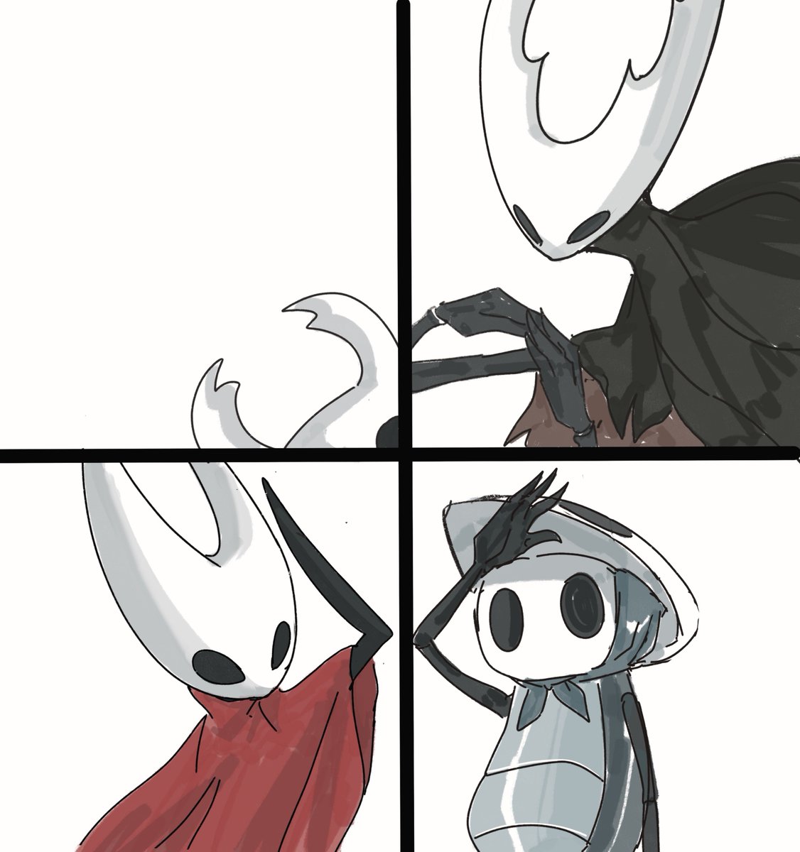 Gisesoft's tweet photo. And Lace won! I like the final result. And as you'll notice, I took the liberty of making a version with the little knight, so as not to leave his little brother out :) 
#hollowknight https://t.co/9PEVNBQTPP