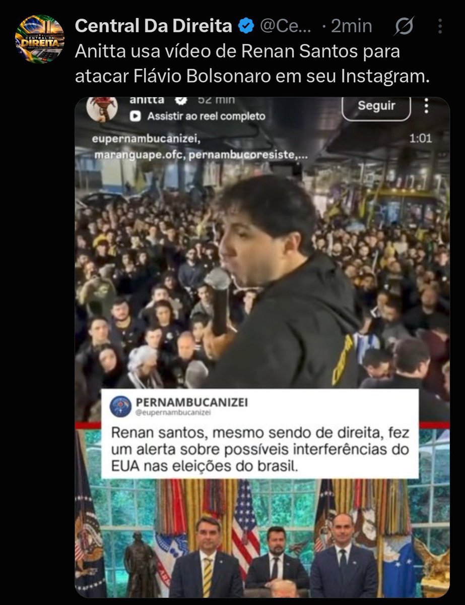 drewnitter's tweet photo. A Anitta tá burlando o algoritmo das redes sociais que tá mandando conteúdos do Lula apenas pra quem já vai votar nele. Quantos eleitores do Renan Santos devem ter clicado no perfil dela hj depois dela segui-lo e se depararam cm várias publicações sobre o Lula nos stories? https://t.co/5OLucmfKGK