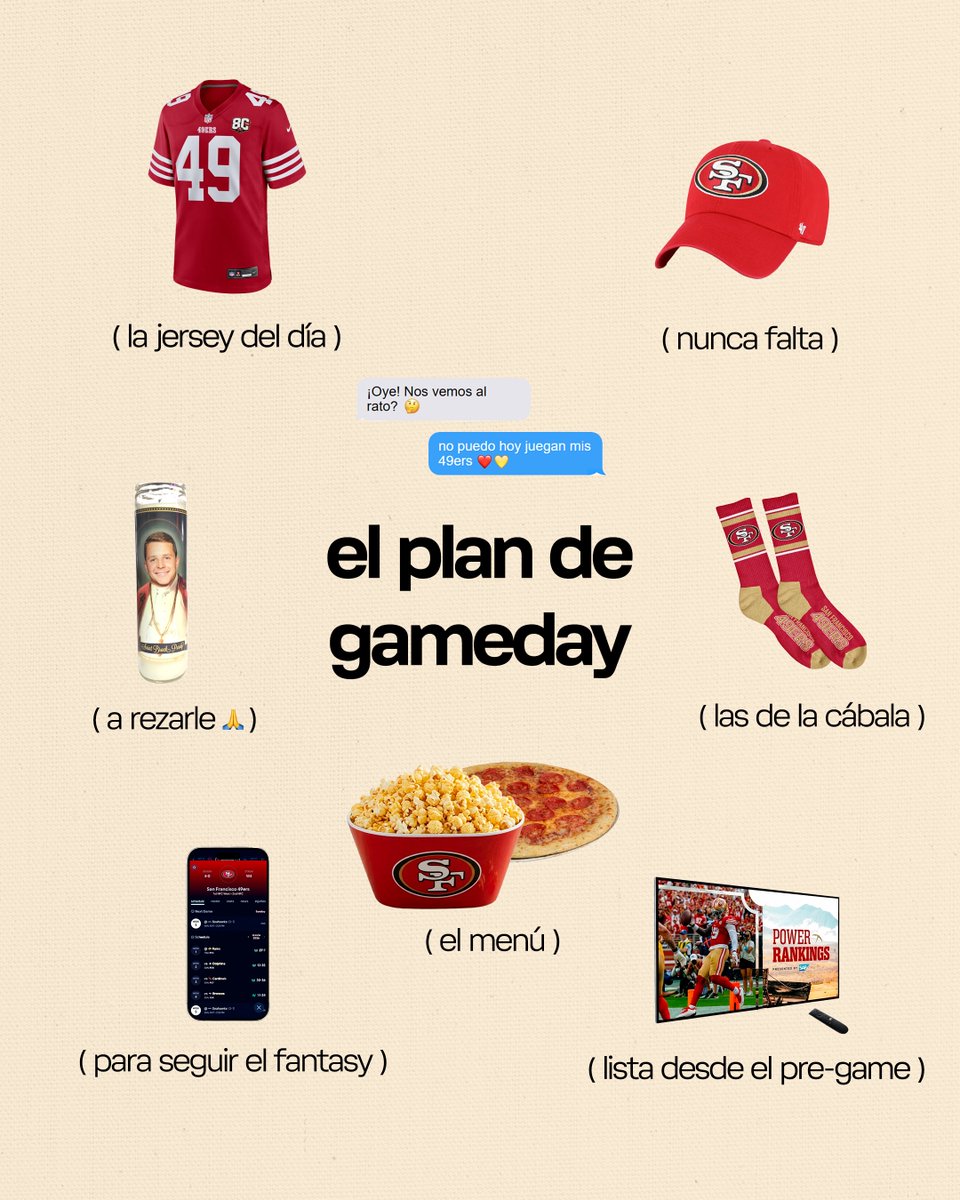 49ersESP's tweet photo. Nunca es muy temprano para pensar en el domingo 🍿

Para ti, ¿qué no puede faltar para el Gameday?

#FTTB https://t.co/HbwmkT33Eo
