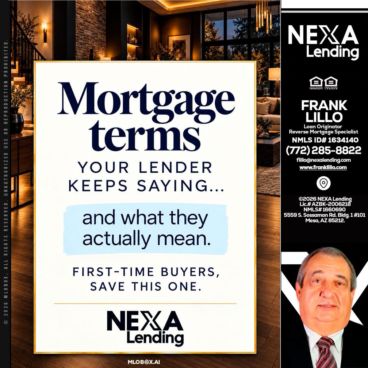 FrankLilloMTG's tweet photo. Navigating mortgage terms can be confusing! 🏡 Understanding what your lender means is crucial for first-time buyers. Save this for your home-buying journey! 📚 #FirstTimeHomeBuyer #MortgageTips

 📧 flillo@nexalending.com

 📞 (772) 285-8822 https://t.co/2bjWADTlgh