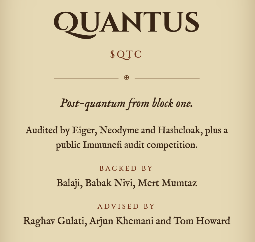 extropic_vc's tweet photo. Yo mert, besides $ZEC, we've also got Quantus quantus:native . https://t.co/lN6O6aSUYV