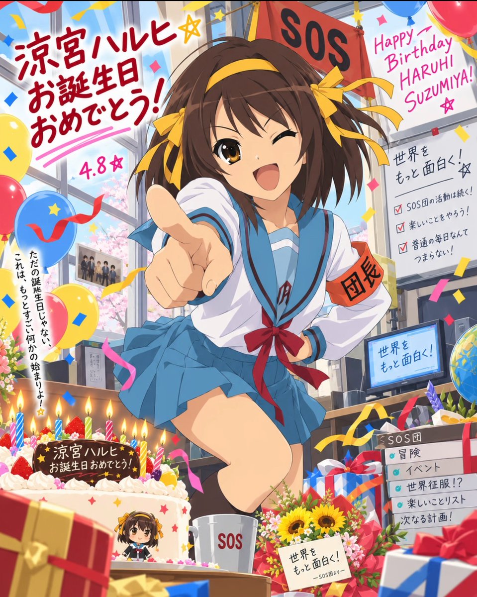Twilight0739's tweet photo. 祝北高Suzumiya Haruhi同学生日快乐捏！
这个复杂星球让人着迷的理由，其实只有你。
最好的团长^⌯𖥦⌯^ ੭

2026.10.8
#凉宫春日 #生日快乐 https://t.co/pZhWG4wKmT