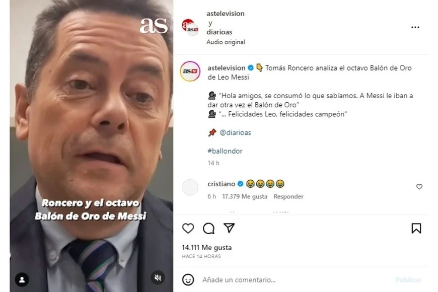 jomiarse's tweet photo. @Walo_1901 @IDJ44541341 Cristiano escribía eso burlándose en posts que cuestionaban a Messi por haber sido nominado al Balón de Oro en 2023. Tremendo hipócrita. https://t.co/t0Pa0CTQoV