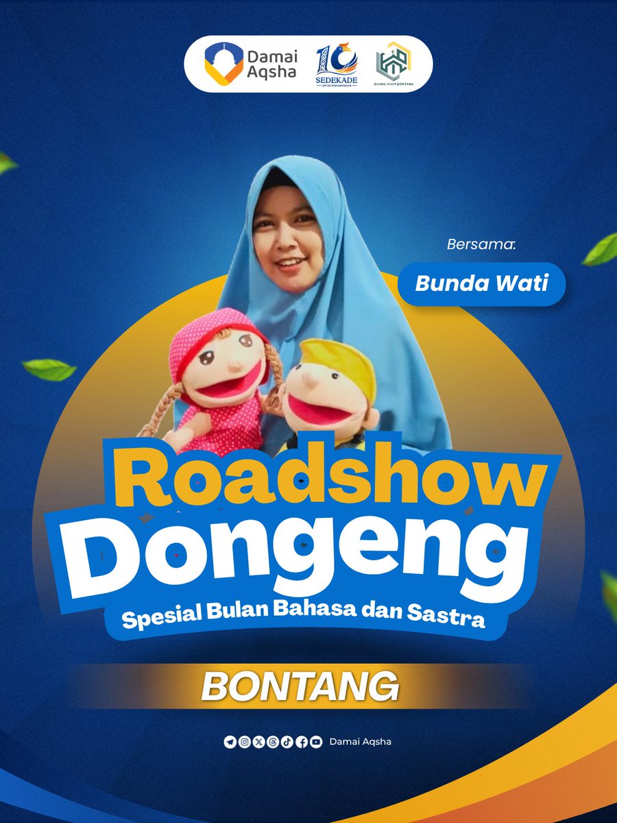 damaiaqsha's tweet photo. 📚 Roadshow Dongeng Spesial Bulan Bahasa dan Sastra ✨

8–10 Oktober 2026, hadir di berbagai sekolah dan ruang literasi di Bontang melalui kegiatan story telling, parenting, hingga seminar interaktif.

#RoadshowDongeng #BulanBahasaDanSastra #Literasi #DamaiAqsha https://t.co/pOh2wwRKll