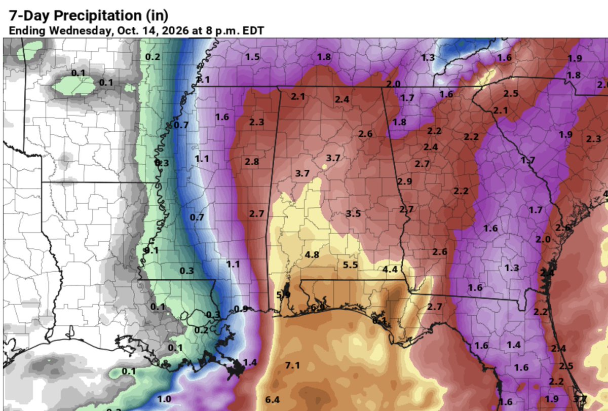 spann's tweet photo. WEDNESDAY NIGHT NOTES: Isaias will likely be a hurricane late tonight or early tomorrow. The new NHC advisory package will be out at 10p CT. Winds are now 65 mph, reconnaissance aircraft are in the area now.

*A Hurricane Watch is in effect for the northern Gulf Coast from Bay St. Louis, Mississippi to Indian Pass, Florida. This includes all of the Alabama Gulf Coast. A hurricane warning will likely be issued for the Alabama coast late tonight or early tomorrow morning.

*In anticipation of the expected impacts from Tropical Storm Isaias, the cities of Gulf Shores and Orange Beach are encouraging all non‑residents, and residents living in low-lying, flood prone areas to voluntarily evacuate. City officials urge all individuals who are not permanent residents to leave the area immediately and relocate to a safer location. Departing now will help reduce congestion, support emergency operations, and ensure the safety of those who may be most vulnerable during the storm.

*The latest NHC track shows landfall near Perdido Key Friday night around midnight. Winds at the time of landfall are still expected to be in the 95-100 mph range. As you look at the maps, remember a hurricane is not just a dot or a skinny black line. Wind and rain impacts will extend far from the center, mainly on the eastern side of the system.

*A five to seven foot storm surge is forecast for the Alabama coast and Mobile Bay. This could be adjusted; the highest storm surge will be along and east of the point of landfall, across the Florida Panhandle.

*Rain amounts could exceed 6 inches along the coast Friday through Saturday morning. The most significant rain and wind on the coast will come from 12 noon Friday to 12 noon Saturday.

*Saturday will be a windy, wet day for inland Alabama. Rain amounts of 2-4 inches are possible over the western half of the state, with 1-2 inches over North and East Alabama. Winds could gust to 40/50 mph over West Alabama as Isaias moves northward.

*A few tornadoes are possible Saturday morning, mainly over the southern half of Alabama.

*A good chance much of the rain will be over in time for the Alabama/Georgia game in Tuscaloosa, and the Zach Bryan concert in Auburn. There will still be a risk of showers at both venues, but not the widespread rain we will experience Saturday morning.

*The weather improves on the coast by late Saturday morning with a clearing sky and diminishing wind.  The rest of the weekend and all of next week will be dry.

*Rain will move out of North Alabama Saturday night, and Sunday will be warm and dry statewide.

And, remember, with any tropical system forecast changes are likely, so keep up with the latest updates.