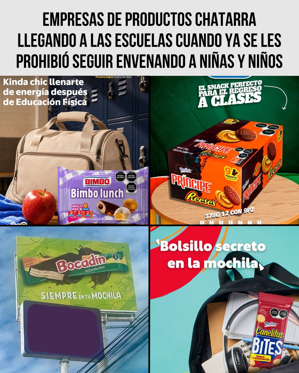 NutriCOI's tweet photo. La industria “innovando” para volver a entrar a las escuelas 🤨

Con los lineamientos actuales, algunas empresas de ultraprocesados han comenzado a ofrecer presentaciones y productos promocionados especialmente para la “lonchera escolar” 🎒

#VidaSaludable #Escuelas #Chatarra https://t.co/ILG3WgFFBk