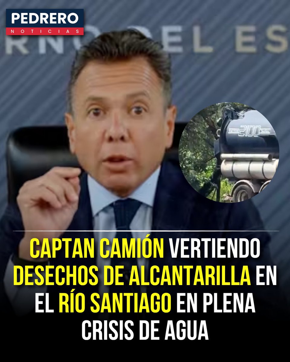 YosoyPedrero's tweet photo. 🚨OJO: CAPTAN CAMIÓN VERTIENDO DESECHOS DE ALCANTARILLA EN EL RÍO SANTIAGO EN PLENA CRISIS DE AGUA

En plena crisis por el agua contaminada que afecta a miles de hogares de Guadalajara, fue captado un camión tipo vactor realizando una descarga de residuos en las inmediaciones del Río Santiago, en El Salto. El caso ocurre mientras el gobierno de Pablo Lemus reconoce que la zona metropolitana enfrenta una crisis de agua potable y anuncia recortes de hasta 2.5 metros cúbicos por segundo durante al menos seis meses.

El episodio no es nuevo. En septiembre, autoridades estatales ya habían presentado una denuncia ante la Fiscalía General de la República por una descarga realizada por un camión vactor en la zona de La Azucena, donde se investigan posibles afectaciones por aguas residuales y sustancias químicas o bioquímicas.

Mientras los ciudadanos reciben agua con olor y color desagradables y salen a las calles para exigir una solución, siguen apareciendo denuncias sobre descargas de residuos en cuerpos de agua de la región. El propio gobierno de Lemus ha reconocido que durante años se omitieron inversiones necesarias para modernizar la infraestructura de potabilización.

El contraste resulta difícil de ignorar: por un lado, el gobierno estatal anuncia racionamiento y pide tiempo para corregir una crisis que ya afecta a las familias; por otro, continúan documentándose descargas que podrían agravar el problema ambiental. Las autoridades tendrán que determinar quién realizó la descarga y si se cometió alguna irregularidad, pero la imagen vuelve a poner bajo la lupa la gestión del agua y el saneamiento durante el gobierno de Lemus.