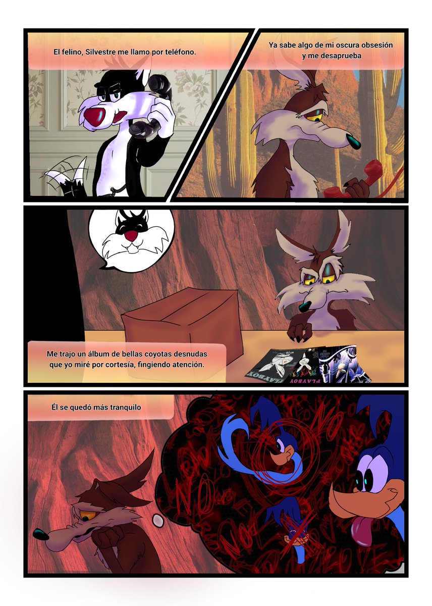 Lizeth86218240's tweet photo. Mini comic sobre la reacción de Silvestre a los sentimientos de Wile.

#wileroadㅤㅤ #wilerunnerㅤ #wileecoyote #coyotevsacmeㅤㅤ https://t.co/DqvE6QCvbc