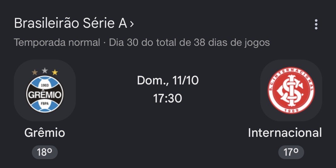 Oledobrasil's tweet photo. Rebaixar o rival é MUITO mais impactante do que eliminar ou ser campeão sobre o mesmo.

Por isso, digo sem exagero nenhum: este pode vir a ser o maior Grenal da história. https://t.co/kw0dFT3RYW