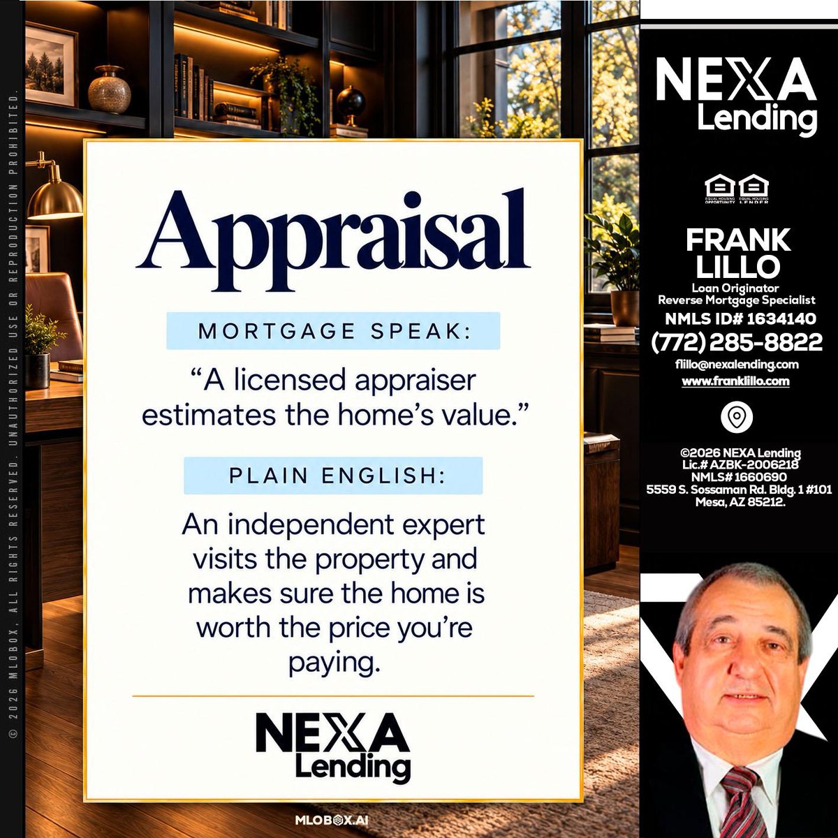 FrankLilloMTG's tweet photo. Understanding appraisals can save you money! 🏡 Let an expert ensure your home is worth every penny. Ready to learn more? DM me! #HomeValue #RealEstateExpert #Appraisal

 📧 flillo@nexalending.com

 📞 (772) 285-8822 https://t.co/6IrYyY6yLo
