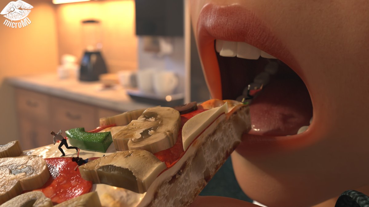 MicroMD31's tweet photo. Natasha got tired of looking for her friends, so she decided to partake in the pizza that was left out. Still, she could swear she could hear them. She would look after her slice.

#giantess #sizetwitter #巨大娘 #Shrunkenwoman #shrunkenman #vore https://t.co/bQq20yNHFg