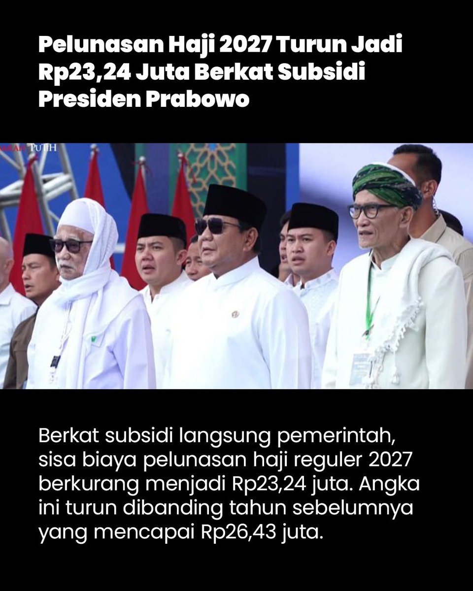 SuliwaP75's tweet photo. kabar baik selalu hadir khusus nya untuk haji karena #SubsidiHaji2027 lebih utamakan Pelunasan Jemaah Ringan sekarang https://t.co/loFtT5qRfZ