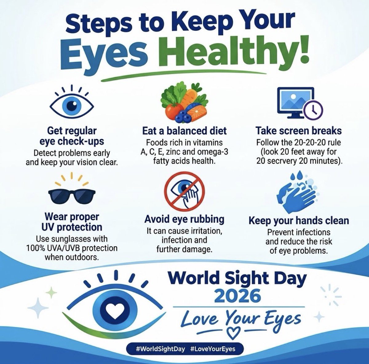 PHealthupdate's tweet photo. World Sight Day 2026 | 8 October
Love Your Eyes — #LoveYourEyes

Love Your Eyes. Protect Vision. Leave No One Behind.

#WorldSightDay #LoveYourEyes #EyeHealth #VisionForAll https://t.co/eFoA5c6luV