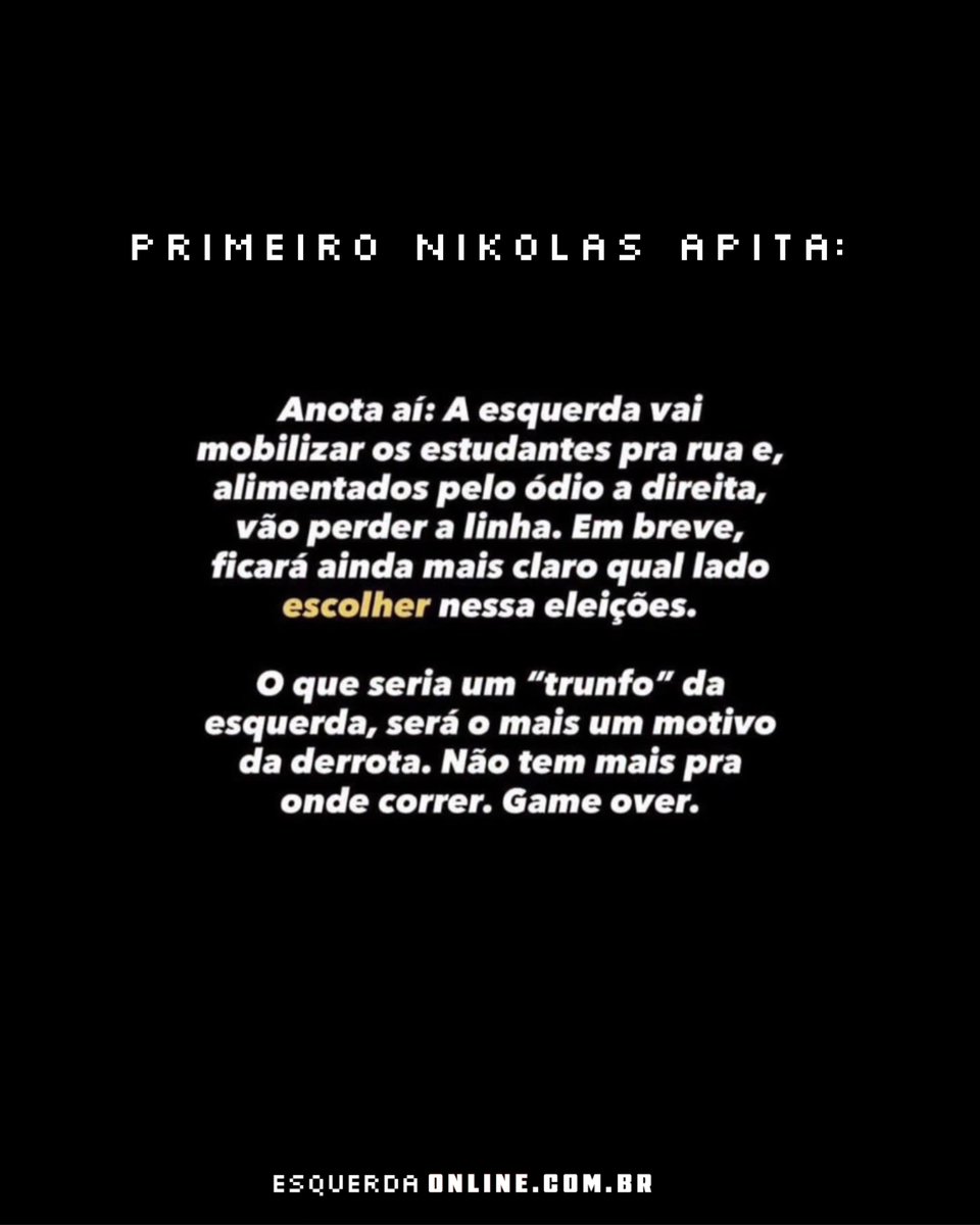 esquerdaonline's tweet photo. Já ouviu a expressão apito de cachorro?
👀

É uma mensagem codificada, feita para ser entendida por um grupo específico e passar despercebida pelo resto. E ainda deixa espaço para negar tudo depois.

No dia seguinte ao stories do tal deputado, ameaças e incêndio na universidade.

Seguimos nas ruas! Eles estão com medo da virada.