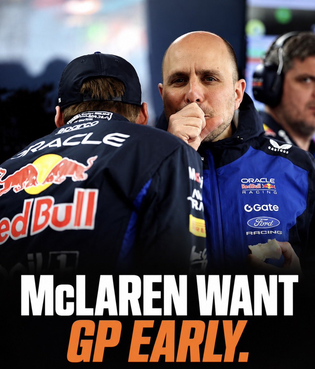 evrythngformu1a's tweet photo. 🚨 LAMBIASE COULD JOIN McLAREN EARLIER THAN EXPECTED!

Zak Brown believes Max Verstappen’s longtime race engineer Gianpiero Lambiase could arrive at McLaren in 2027 instead of 2028.

“I’m optimistic we’ll see him in papaya at some point next year.”

Lambiase is set to become McLaren’s chief racing officer, reporting directly to Andrea Stella.

(via. @Planet_F1) #F1