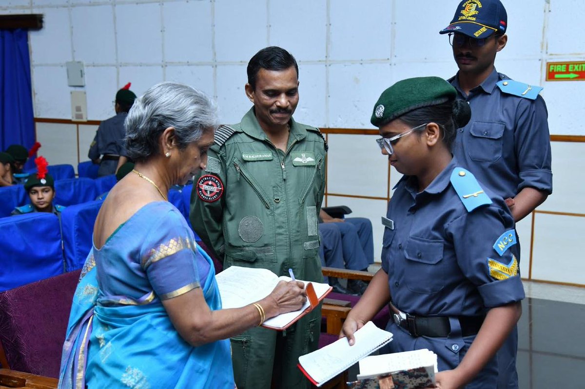 NCCDte_TNPAN's tweet photo. Day 8 of #AIVSC26 was a day of courage, craftsmanship and character! ✈️🔥

🛡️ Cadets visited the NSG Hub in Chennai, where they were introduced to the work of the nation's elite counter-terror force. Seeing the dedication, precision and readiness behind the "Black Cats" showed them that extraordinary service is built on extraordinary discipline.

🎤 A guest lecture by Dr Shobha Varthaman on ethics and moral compass reminded cadets that true leadership begins with integrity. Skills may win competitions, but it is character that earns lasting respect. Her message urged them to stay honest, choose what is right over what is easy and let their values guide every decision, in uniform and beyond.

🛠️ In aeromodelling, the Static Model Assessment and viva were conducted, followed by the RC Model Assessment and test flight. Examiners looked closely at every detail, and cadets took the test with calm and composure. Months of patient effort took to the air, proving that skill is built one careful step at a time.

Fitness. Knowledge. Teamwork. Integrity. This is how NCC shapes tomorrow's leaders. 💪

@HQ_DG_NCC
@grouphqchennaiB
@vatsvirendra1