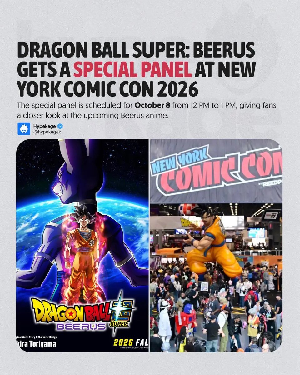 DBSuperUniverse's tweet photo. NYCC 2026 Dragon Ball Super: Beerus Special Panel 🗽
Global Simultaneous Live Stream】 Confirmed On Empire Stage📡
⠀
📅 Streaming Date &amp; Time:
10/8 (Thursday) 12PM *Eastern Standard Time* 

Live Stream ⬇️ 
ReedPop https://t.co/umjJmMbweh via @YouTube https://t.co/Z2fK6zDwX8