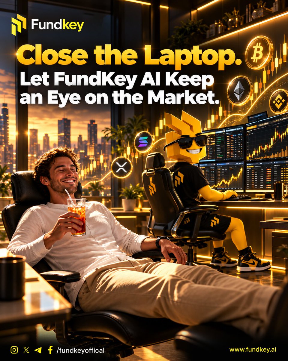 fundkeyGlobal's tweet photo. Close the laptop. 😎💻

FundKey AI is still watching the market.
While you relax, AI-powered market intelligence keeps scanning opportunities, tracking movements, and staying alert to what matters. 📊⚡

🌐 https://t.co/F8jQjWGs6j

#FundKey #AITrading #SmartTrading https://t.co/wMOf5jCdnd
