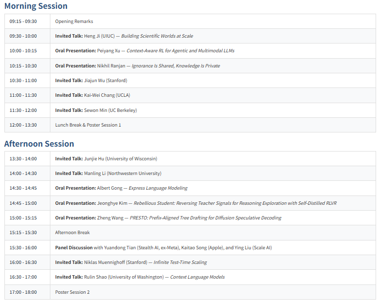 ChengLuo_lc's tweet photo. Reminder: our final schedule for COLM 2026 Workshop on Efficient Reasoning https://t.co/hV49sVc0S2