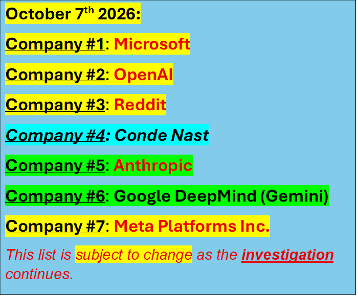 cipherxnova's tweet photo. NOTICE for Attorneys

Note: Whistleblower protections under Sarbanes-Oxley and Dodd-Frank encourage reporting of securities fraud and prohibit retaliation against those who do.

Point #1: This is an observational post and made in the public interest.

Point #2: No accusations are being made. Defamation, slander, and libel cannot be claimed.

Point #3: This post is strictly for legal documentation.

Point #4: This list is subject to change as the investigation continues.

----------------
Logged: October 7th 2026
Time: 11:41 PM EST