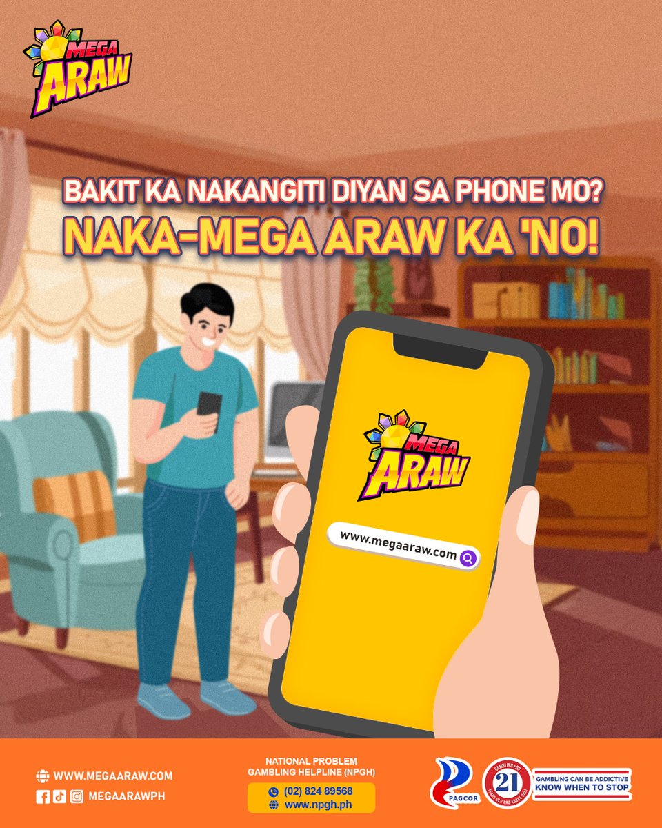 megaaraw's tweet photo. Bakit ka nakangiti diyan sa phone mo? Naka-Mega Araw ka 'no! 😏

Bring good vibes to your break time anytime, anywhere! ☀️✨

👉 https://t.co/dtB16YBEGh

#MegaAraw #BagongAraw https://t.co/MtJEHPkY7j