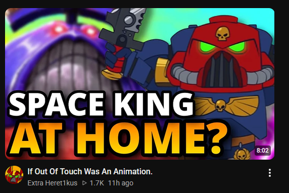 scionofinwit's tweet photo. Am I the only one on the planet who thinks GW's animation was just supposed to be a lighthearted promo to get newcomers or outsiders interested in the hobby in light of the Space Marine Codex dropping a week or so after the cartoon came out? https://t.co/cJg0lcElHi