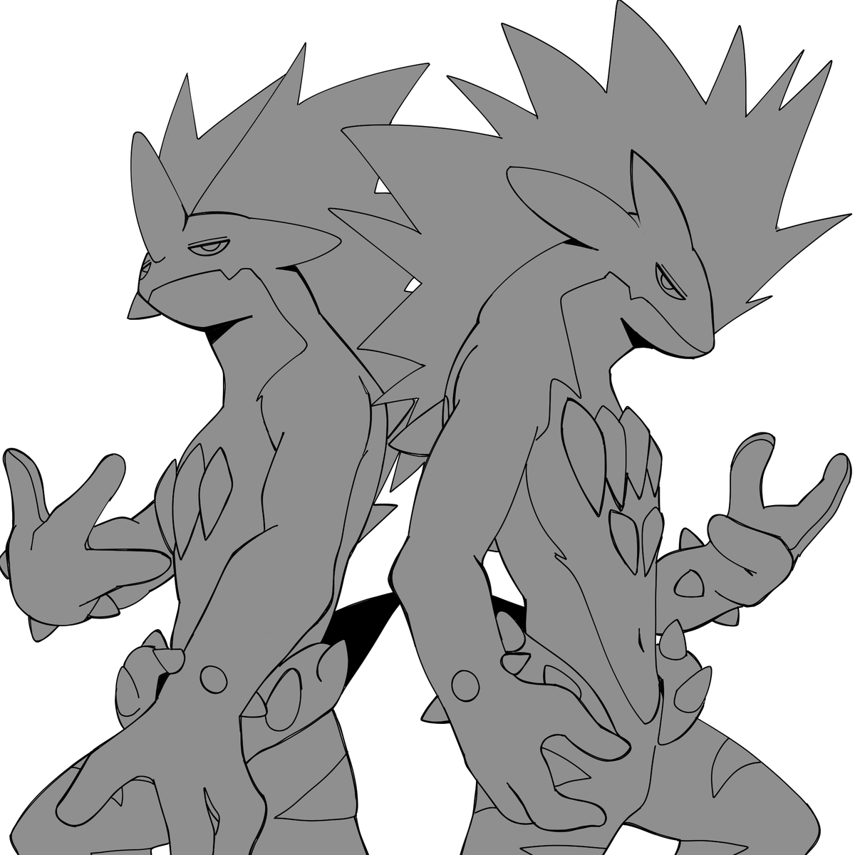 Veloz_artist's tweet photo. lineart of a collab with @chocoflakey Toxtricity duo https://t.co/DfL9IAbuSw