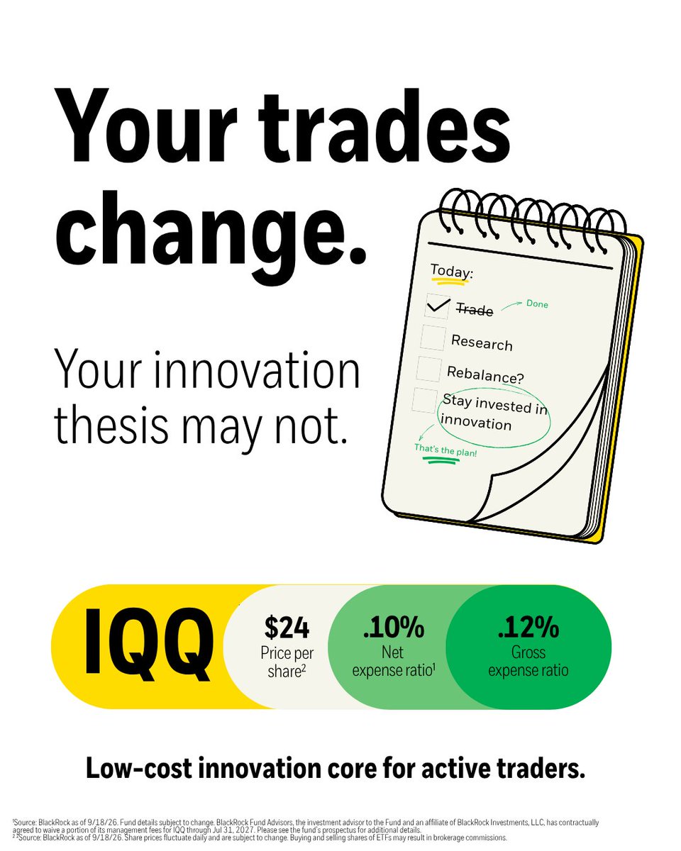 iShares's tweet photo. Trades change. Your innovation thesis may not.

IQQ offers active traders a low-cost innovation core for the ideas they want to keep around.

Explore IQQ: https://t.co/PoslhjJUGV

#Innovation #ActiveInvesting #ETFs https://t.co/SpKbinuMWO