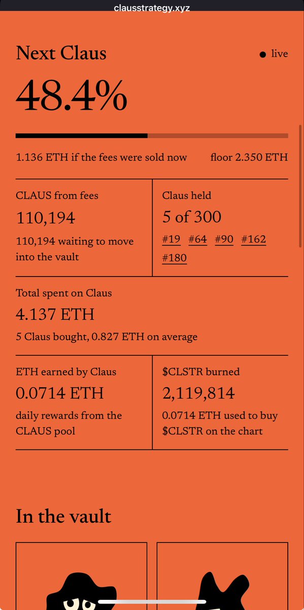 X100Build's tweet photo. @contractclaus Hmm @contractclaus @JullesWinn7 wdyt about a board seat of claus NFTs ? 

CLSTR building it rn, already 5 NFTs bought and tre revenue buys back $CLAUS

Also launched on $v4 https://t.co/SP6h6Z4MAt