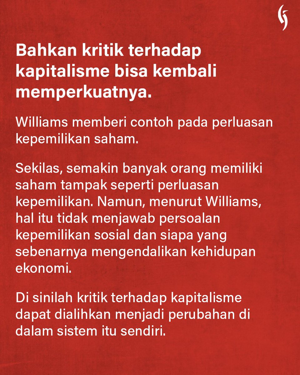 Penerbit_Gading's tweet photo. Raymond Williams menunjukkan bahwa kapitalisme bukan hanya bekerja melalui ekonomi. Ia juga membentuk cara kita memahami konsumsi, kemakmuran, pekerjaan, kepemilikan, dan kebutuhan.
Bahkan kritik terhadap kapitalisme dapat diserap kembali ke dalam sistem.
#RaymondWilliams https://t.co/NSxQsPvDaf