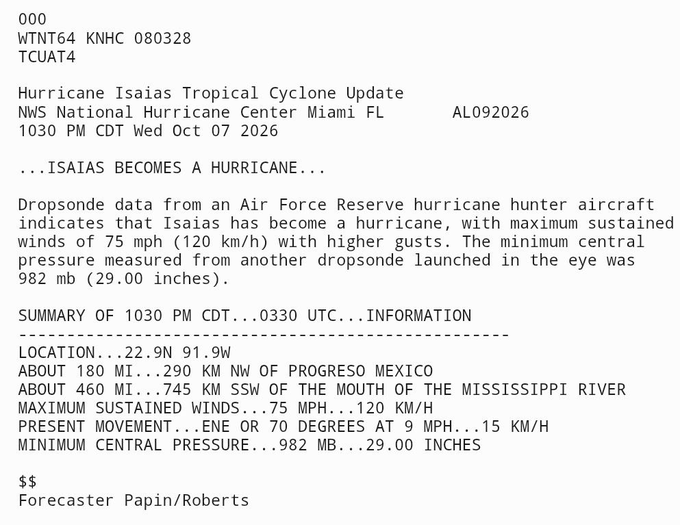 anquakes's tweet photo. Now Hurricane Isais has become the first Atlantic hurricane of 2026 https://t.co/Mq4Wpc5R2p