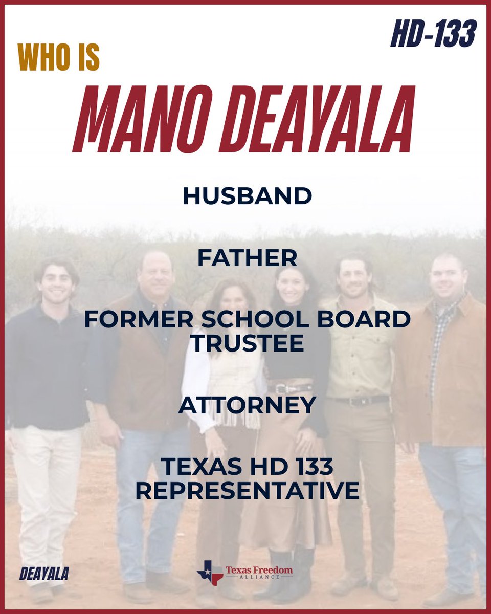 TXFreeAlliance's tweet photo. 🌟 LEGISLATOR SPOTLIGHT 🌟

Texas Freedom Alliance is highlighting Rep. @ManoForTexas and his fight for House District 133 and Harris County.

Swipe through to learn more! 

We need strong conservative leaders back in Austin.

#txlege #harriscounty #legislatorseries https://t.co/sbziJdHlCQ