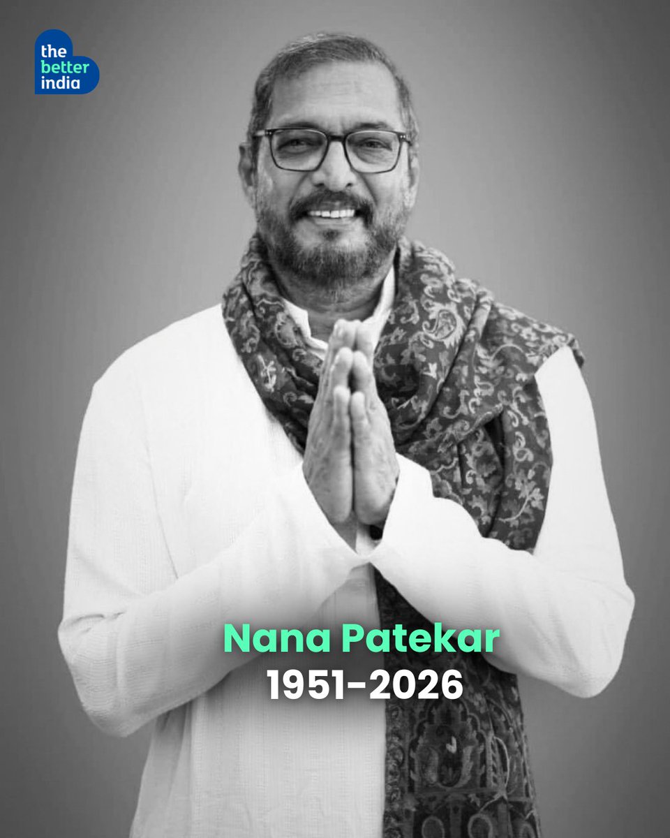 thebetterindia's tweet photo. 🙏He Made His Mark On Cinema. But His Most Lasting Legacy May Be Beyond It.

In 2015, after witnessing the devastating impact of farmer suicides and drought in Maharashtra, Nana Patekar and actor Makarand Anaspure co-founded NAAM Foundation.

What began with helping families affected by farmer suicides grew into something much bigger: addressing the conditions that push rural communities into distress in the first place.

Patekar has also served in the Territorial Army and has been involved in disaster-relief efforts beyond Maharashtra’s farming communities.

For an actor whose voice has reached millions through cinema, this is another kind of role — working on the ground, village by village, to make rural communities more resilient.

#RIPNanaPatekar #NanaPatekar

[RIP Nana Patekar, Nana Patekar Passes Away]