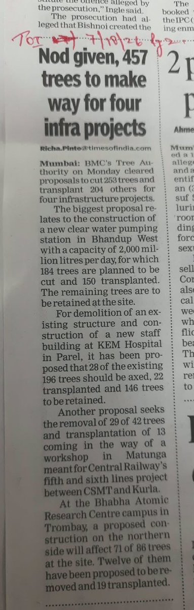 MumbaiMangroves's tweet photo. Another 457 trees are at risk of being destroyed, BMC’s Tree Authority has cleared proposals to cut 253 trees and transplant 204 trees for infra projects. https://t.co/mpYkde8uZt