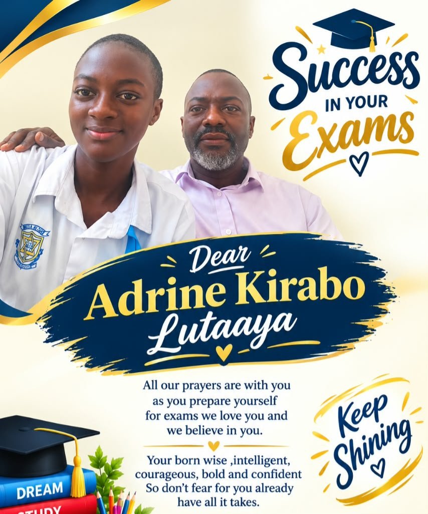 Lutaaya56013154's tweet photo. My first daughter #AdrineKiraboLutaaya

Congratulations on reaching this wonderful milestone! Sitting for your Senior Four UNEB exams is a massive achievement, and I am incredibly proud of how far you have come to get to this moment.

As your journey begins today 8th October, with the UNEB briefing, I want to wish you the absolute best of luck and success in every single paper.

 Trust in the hard work you have put in, stay calm, and do your best. I have no doubt that you will shine and make us all proud.

Go forth with confidence, my daughter. 

May God bless you and grant you excellent success!

With all my love and support.
@hudson_mugweri @regesa @hmuzira