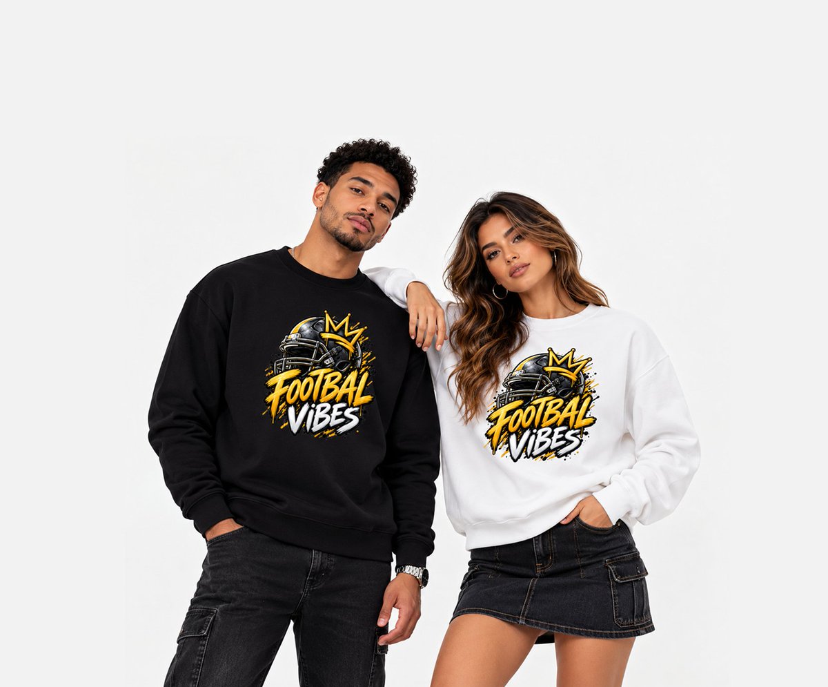 Acossijeans's tweet photo. 🏈 FOOTBALL SEASON 🏈

The Football Vibes sweatshirt just dropped — black or white, game day ready. 18% off with code AJFALL18: https://t.co/imA7i0Q4UD
#AcossiJeans #FootballSeason https://t.co/U3vmM3vw6v